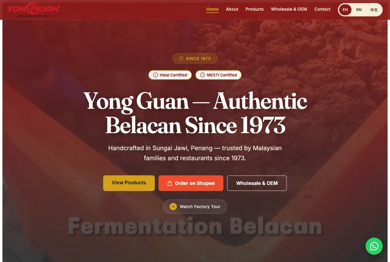 Yong Guan Belacan β new website by S&S Technology Solution (yongguan.com.my)
